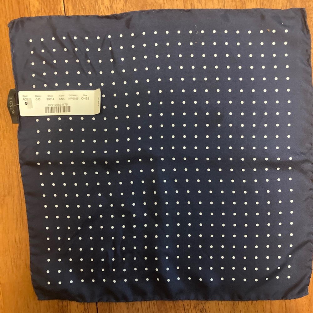 J Crew Silk Navy Pocket Square